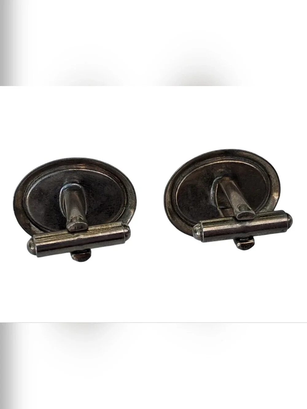 ​Vintage Antique Silvertone Celestial Star Moonstone Glass Cufflinks